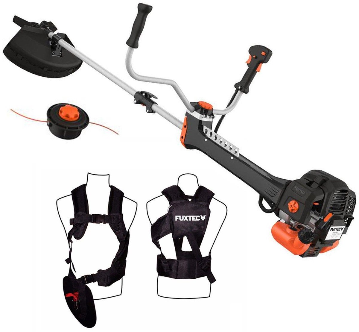 Bol.com FUXTEC FX-PS152 Benzine Bosmaaier 2-in-1 – 52cc 2-takt – 3 PK – Met draad & mes – Comfort draagharnas – Antivibratiesysteem aanbieding