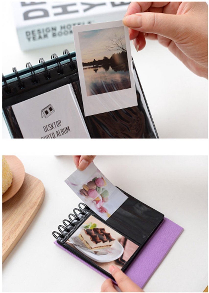 LISM-Mini fotoalbum met 68 vakjes - Bureaufotolijstset Geschikt voor Fujifilm Instax Mini 8, 70, 7s, 25, 50s, 90-serie (zwart)