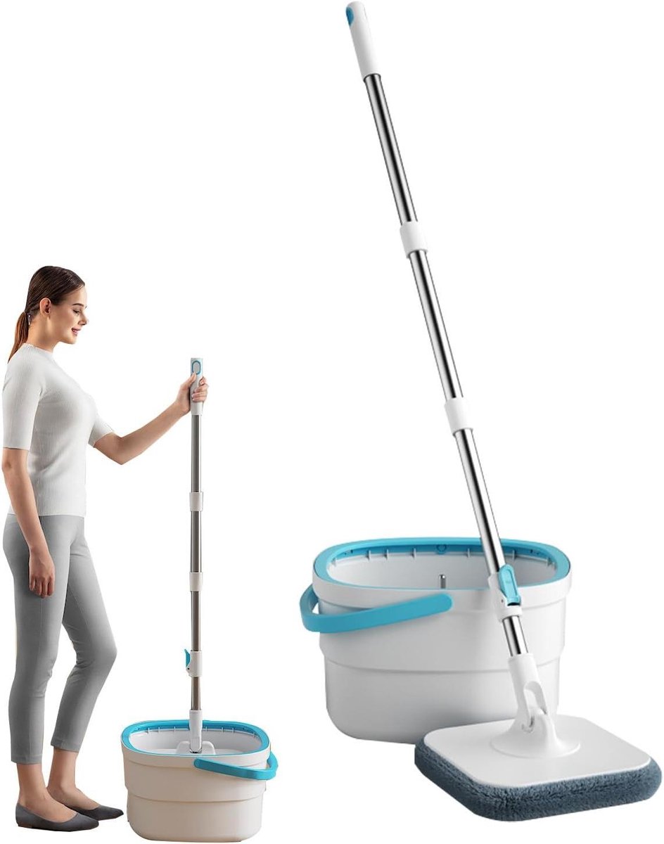 Dweil en Emmer Set - Vloerreiniger Zwabber Emmer - Vloeren Schoonmaken - Waterscheidings Technologie - 1.35 kg - Veelkleurig
