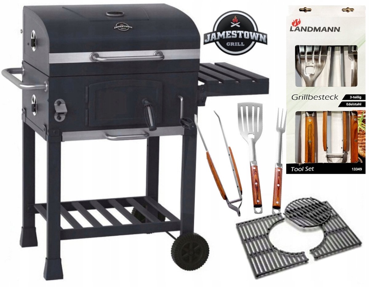 Jamestown Jaxon Koolgrill met Gietijzeren Rooster & Landmann Accessoires