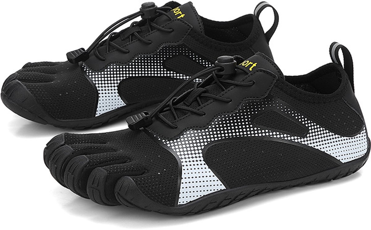 casalora® – Schoenen met gesplitste teen – Blootsvoets gevoel—Fitnessschoenen met vijf tenen – Trainingsschoenen voor yoga en pilates – Ademend bovenwerk – Geschikt voor strand, buitenactiviteiten, fitness en fietsen – zwart