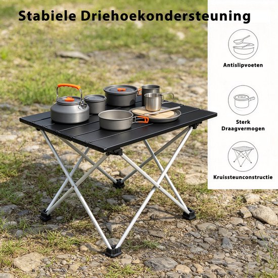 Opvouwbare kampeertafel van aluminium, lichtgewicht campingtafel met opbergtas, waterbestendige picknicktafel voor buiten, strand, barbecue en wandelen 40×34.5cm — afbeelding 4