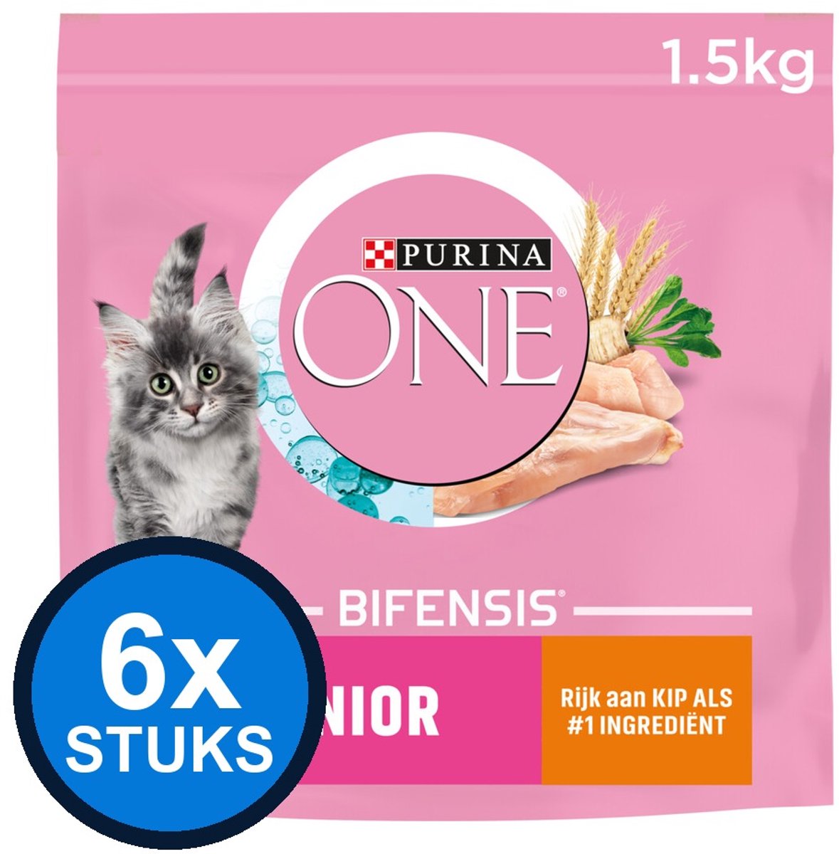 Purina One Purina ONE Junior - Kattenvoer - Kip & Volkoren Granen - 6x800g