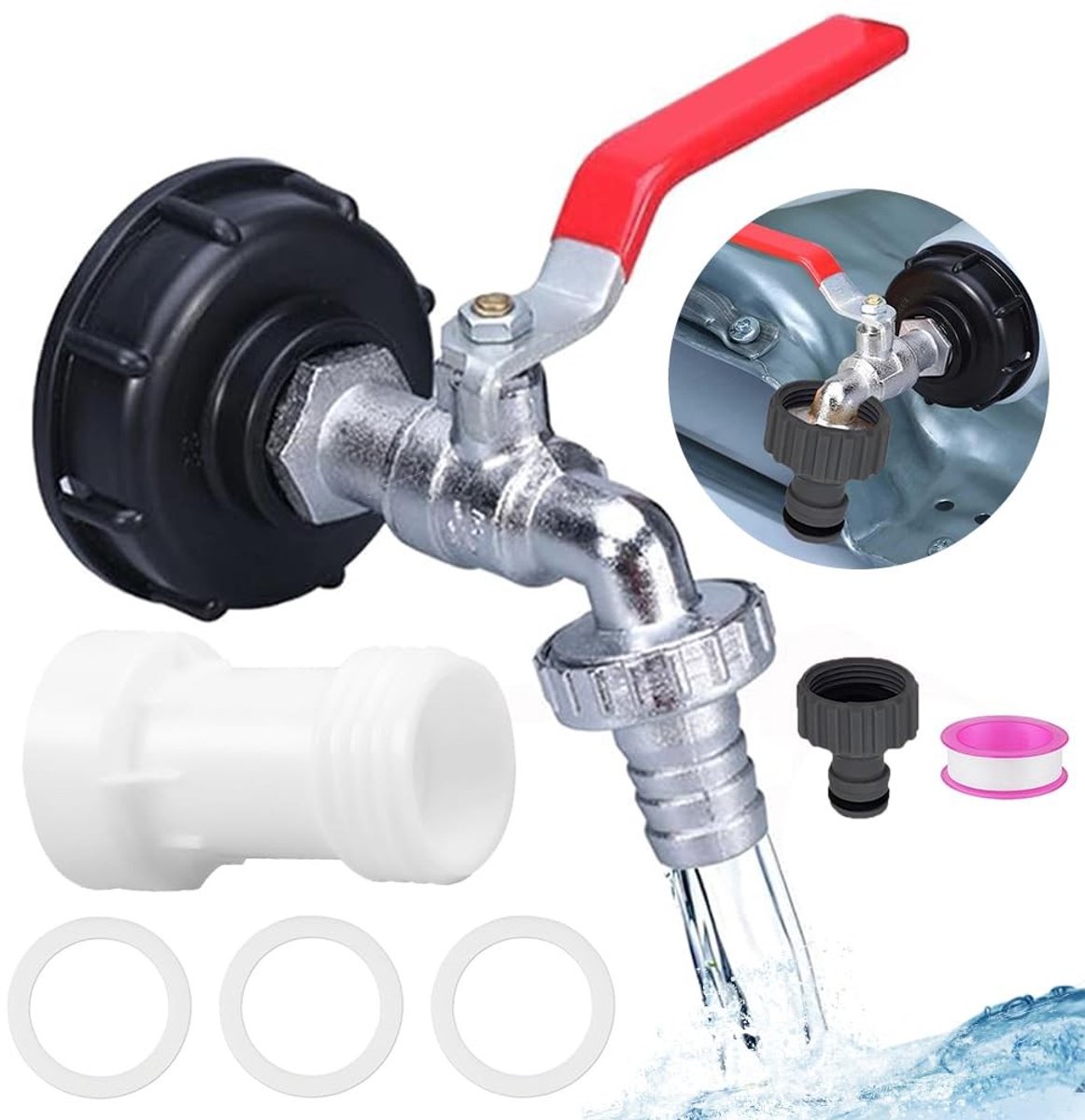 SolidKeus - IBC Tank Spout Tap met Adapter voor Wateropslag