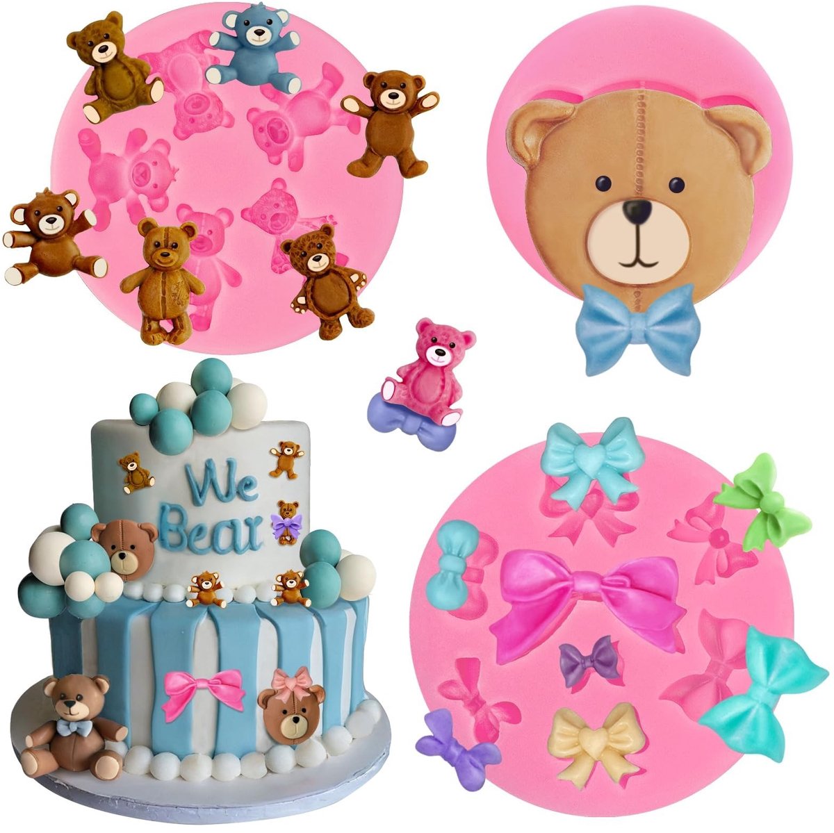 SolidKeus - 3D Silicone Mallen voor Beren en Strikken, Perfect voor Cake Decoratie