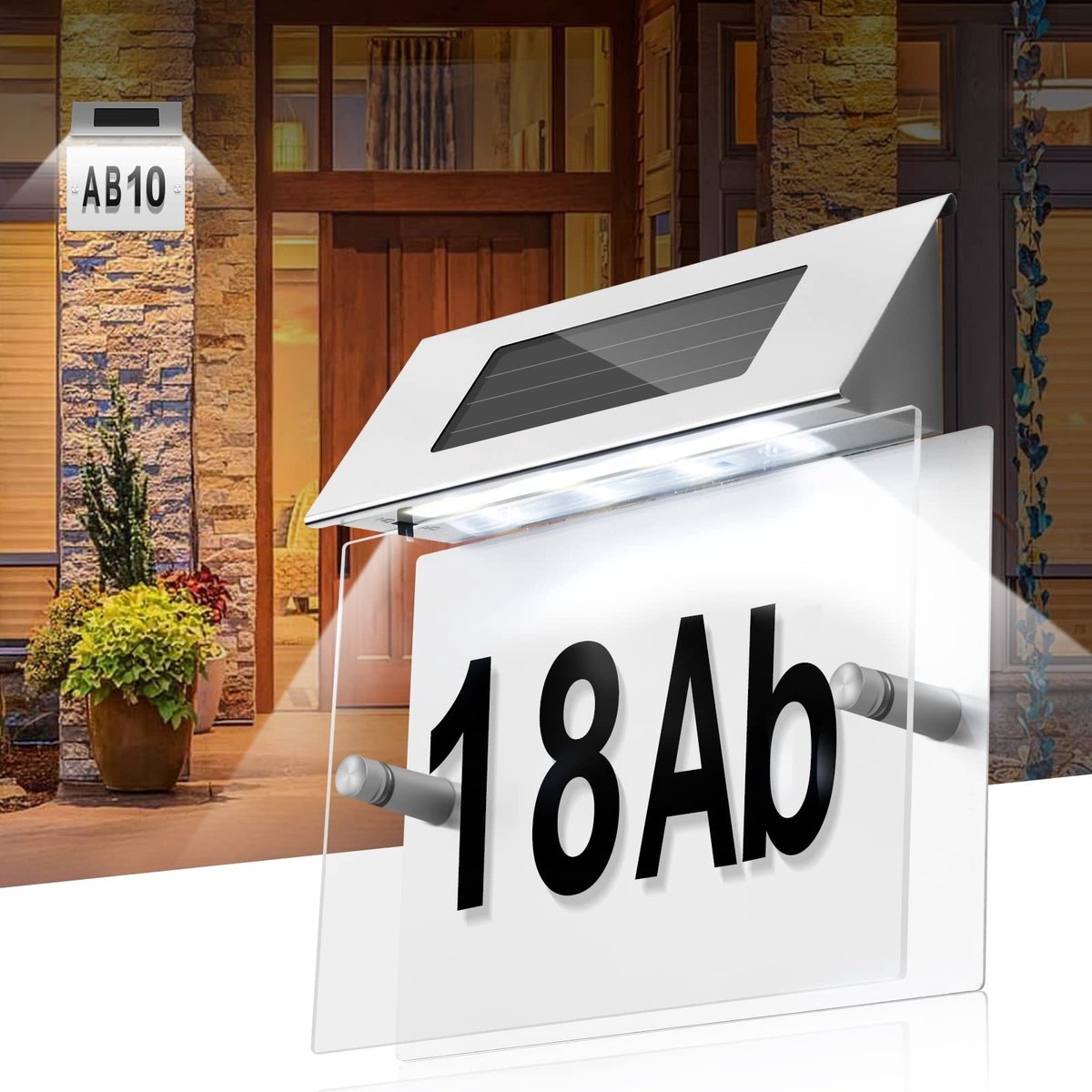 SolidKeus - Solar Huisnummer, Verlicht Adresbord met LED-verlichting