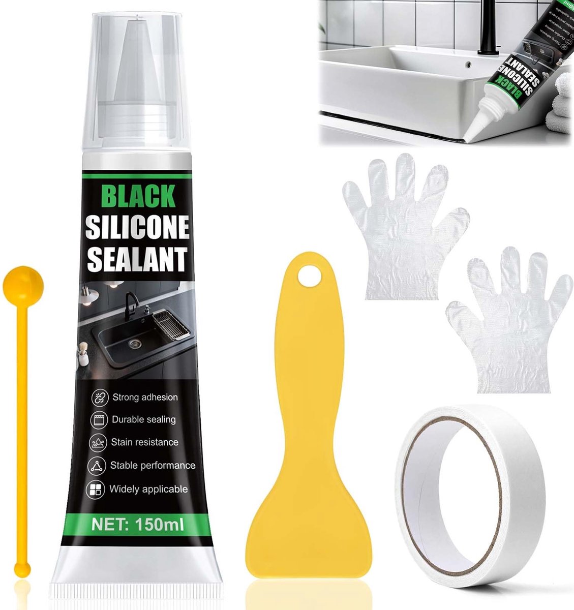 SolidKeus - Sanitair Siliconen Zwart, 150ml Waterdichte Kit