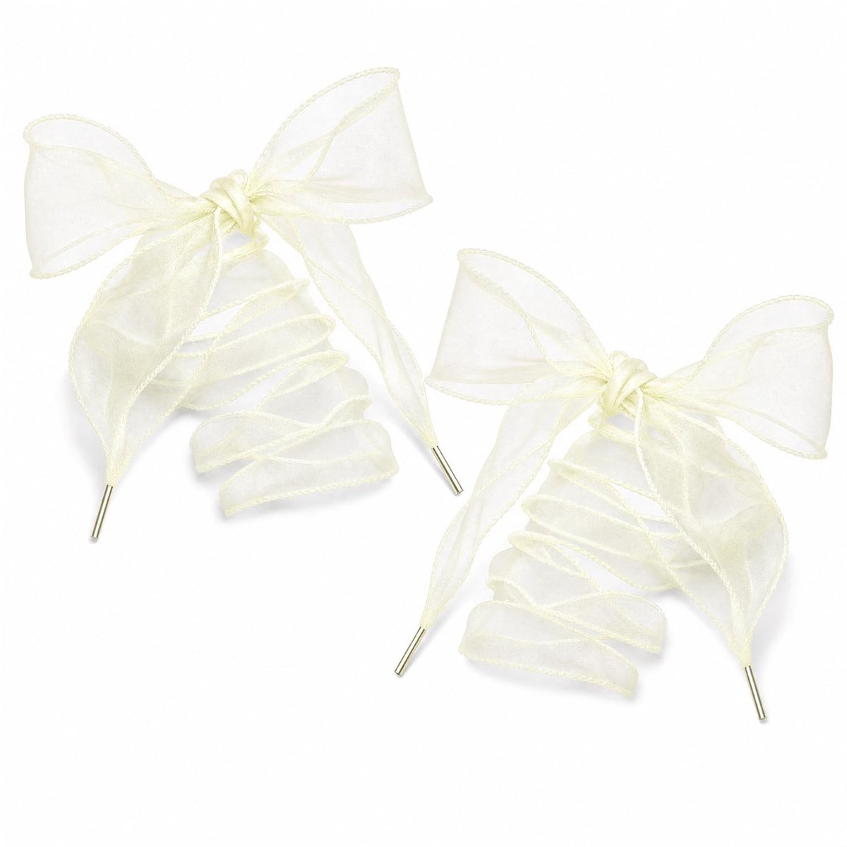SolidKeus - 2 Paar Brede Organza Veters in Beige