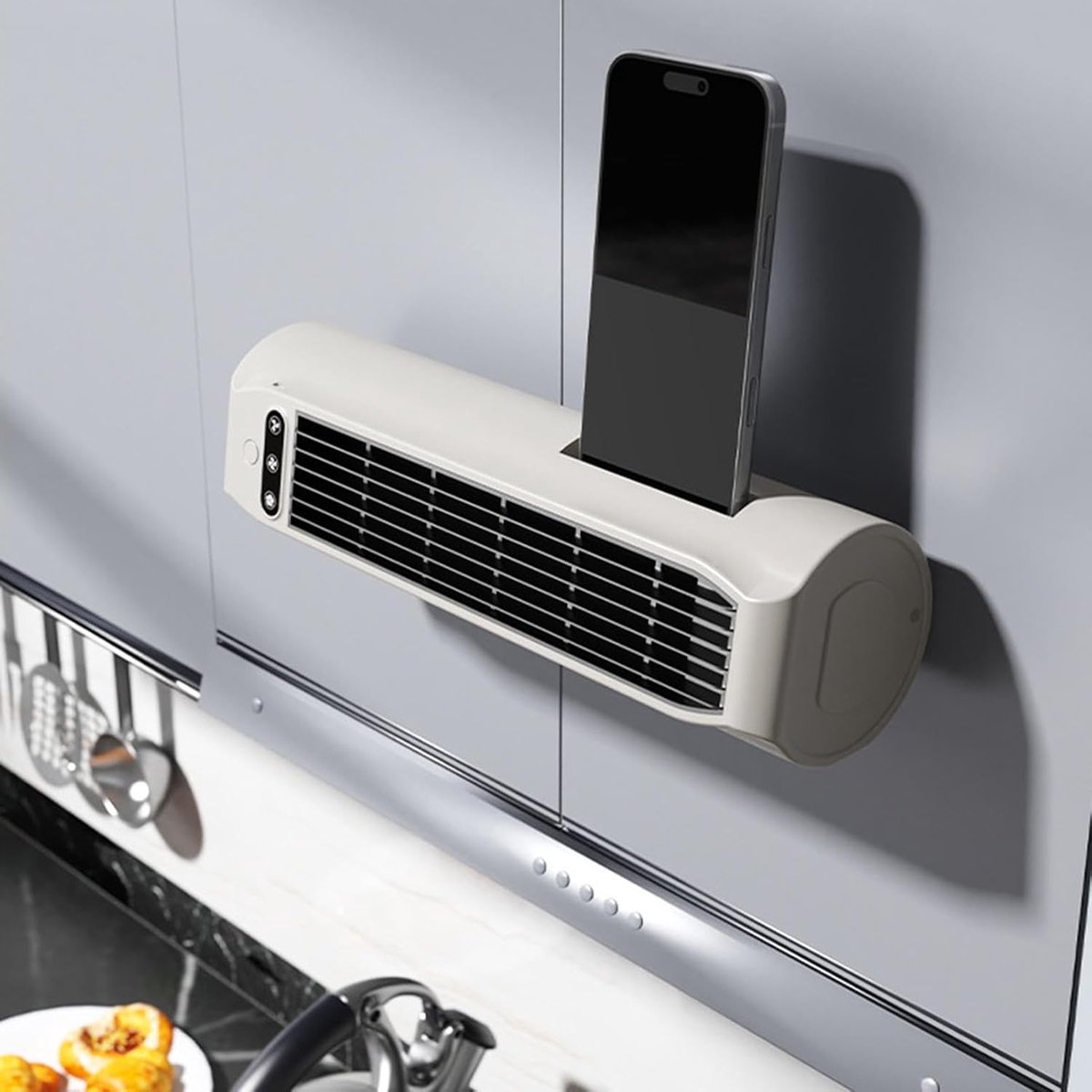 Kleine toren bureauventilator met telefoonstandaard - Persoonlijke nachtkast ventilator - Geschikt voor studenten - thuis - appartement - studeerkamer - slaapkamer - woonkamer - reizen - kamperen - slaapzaal en kantoor
