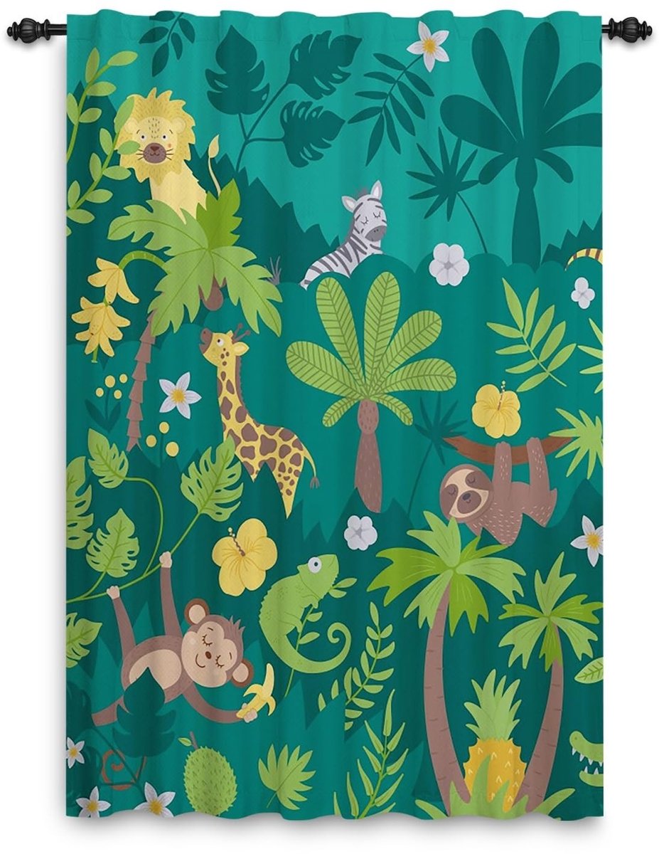 SolidKeus - Jungle Safari Gordijnen met Dierenprint voor Kinderkamers