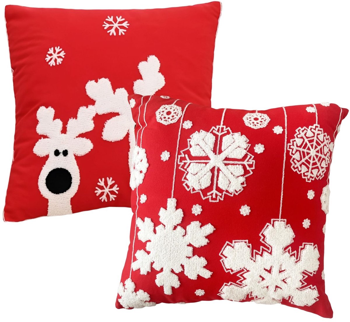 SolidKeus - Set van 2 Kerstkussenslopen van 45 x 45 cm met Borduurwerk