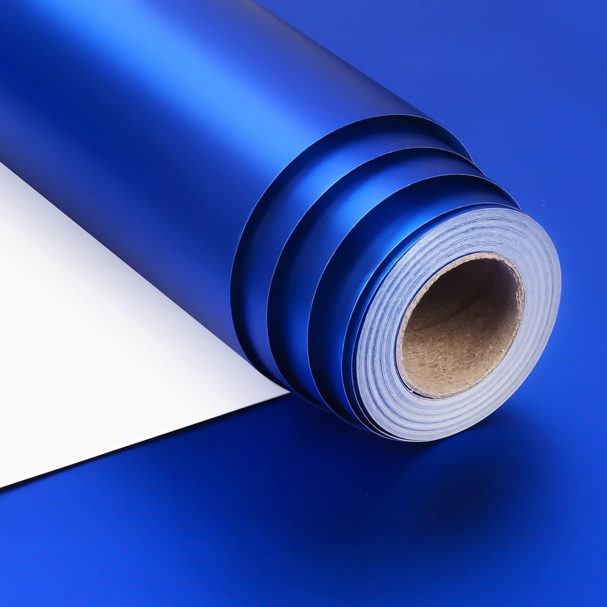SolidKeus - Metallic Blauwe Cadeaupapier 43cm x 10m
