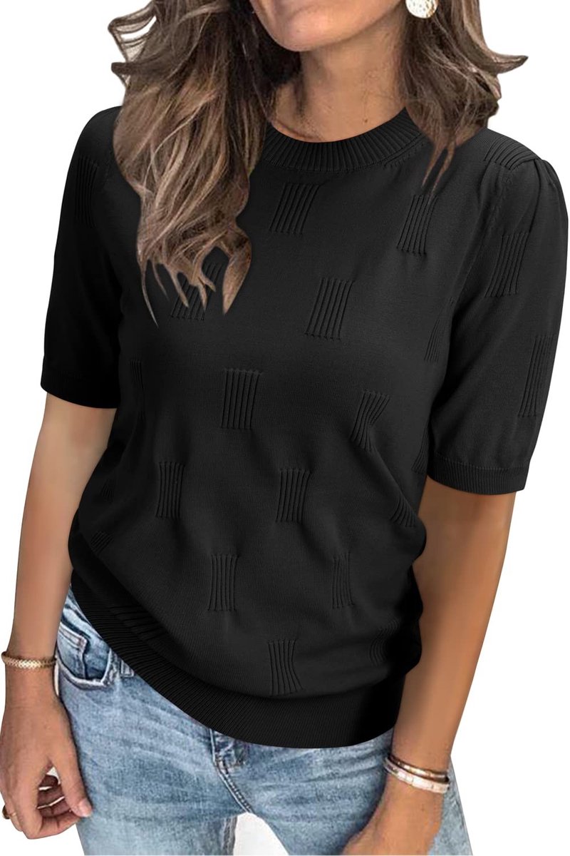 SolidKeus - Dames Sweater met Korte Mouwen en Ronde Hals