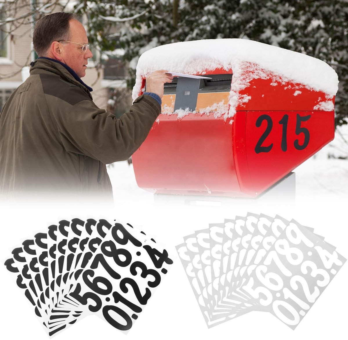 SolidKeus - Waterdichte Adhesieve Huisnummer Stickers, 200 Stuks