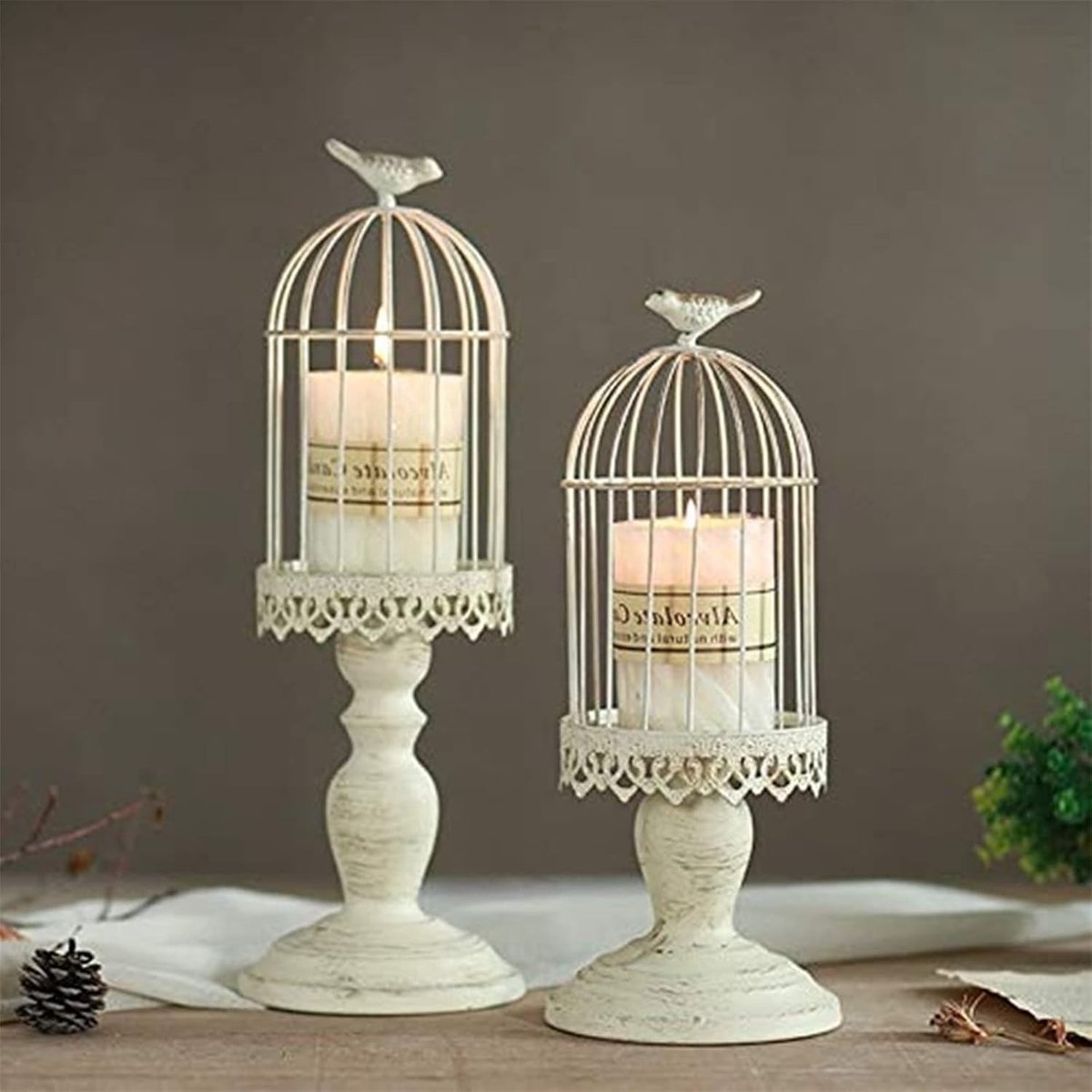 Vintage Kaarsenhouder voor Vogelkooi, Unieke Kaarsenstandaards voor Bruiloften en Tafeldecoratie, IJzeren Kaarsenhouder voor Thuisdecoratie