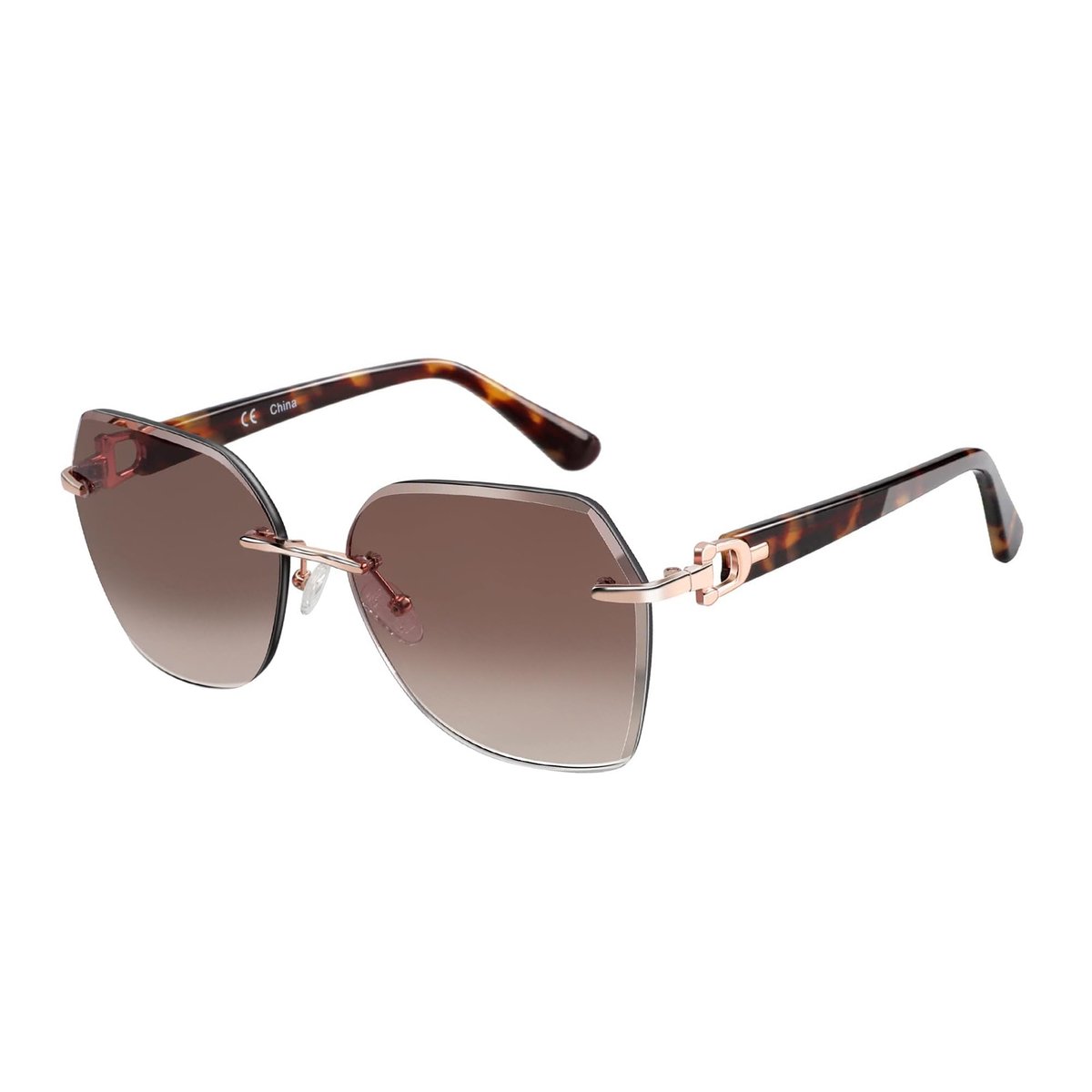 SolidKeus - Oversized Rimless Zonnebril voor Vrouwen met UV Bescherming