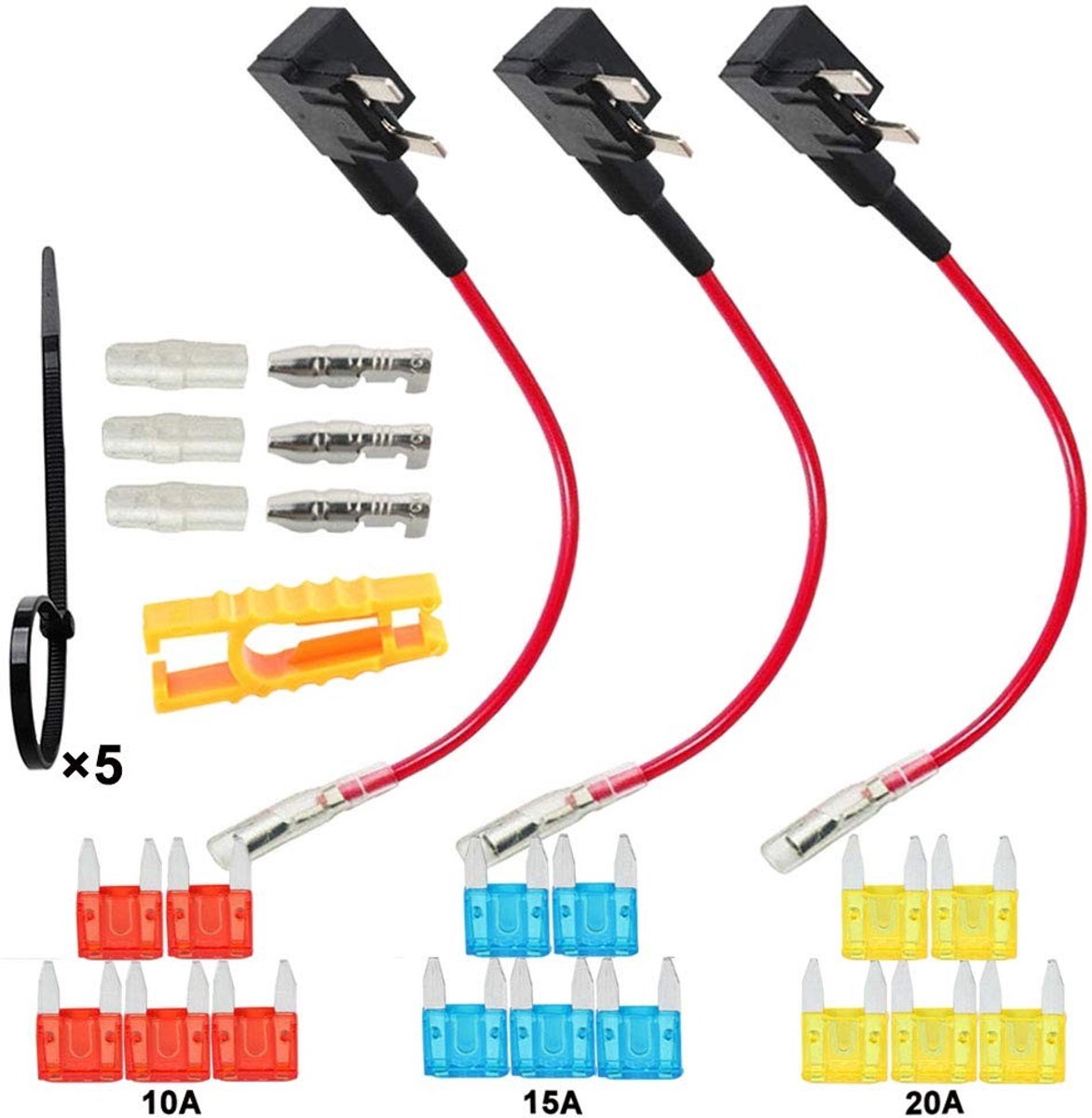 SolidKeus - 3 Stuks Add-a-Circuit Fuse Tap voor 12V/24V Systemen