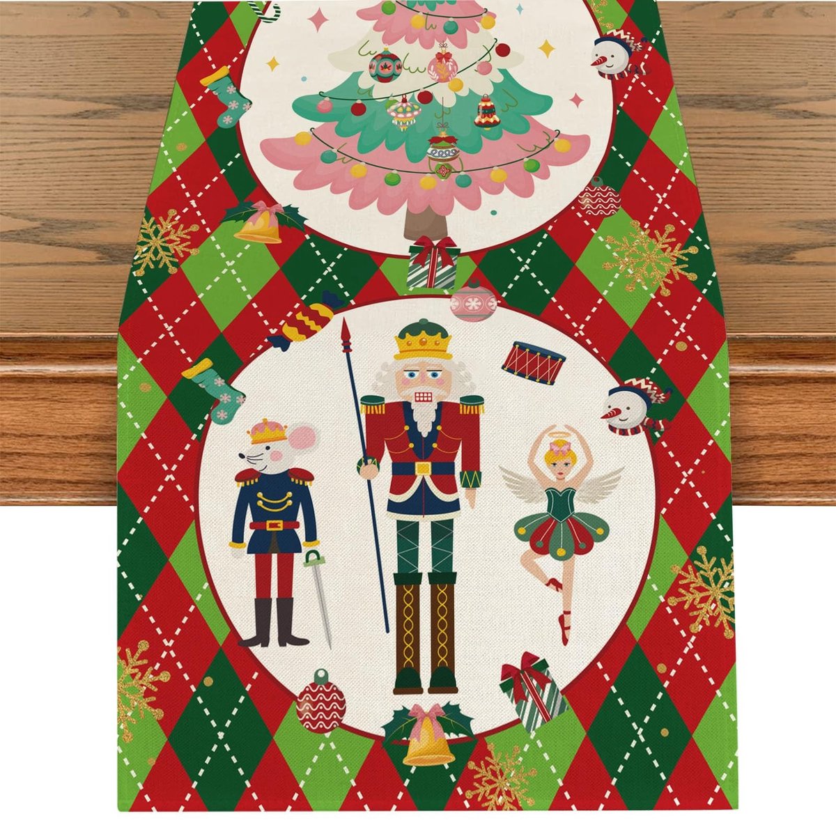 SolidKeus - Kerst Tafelrunner met Notenkraker Motief, 40 x 140 cm