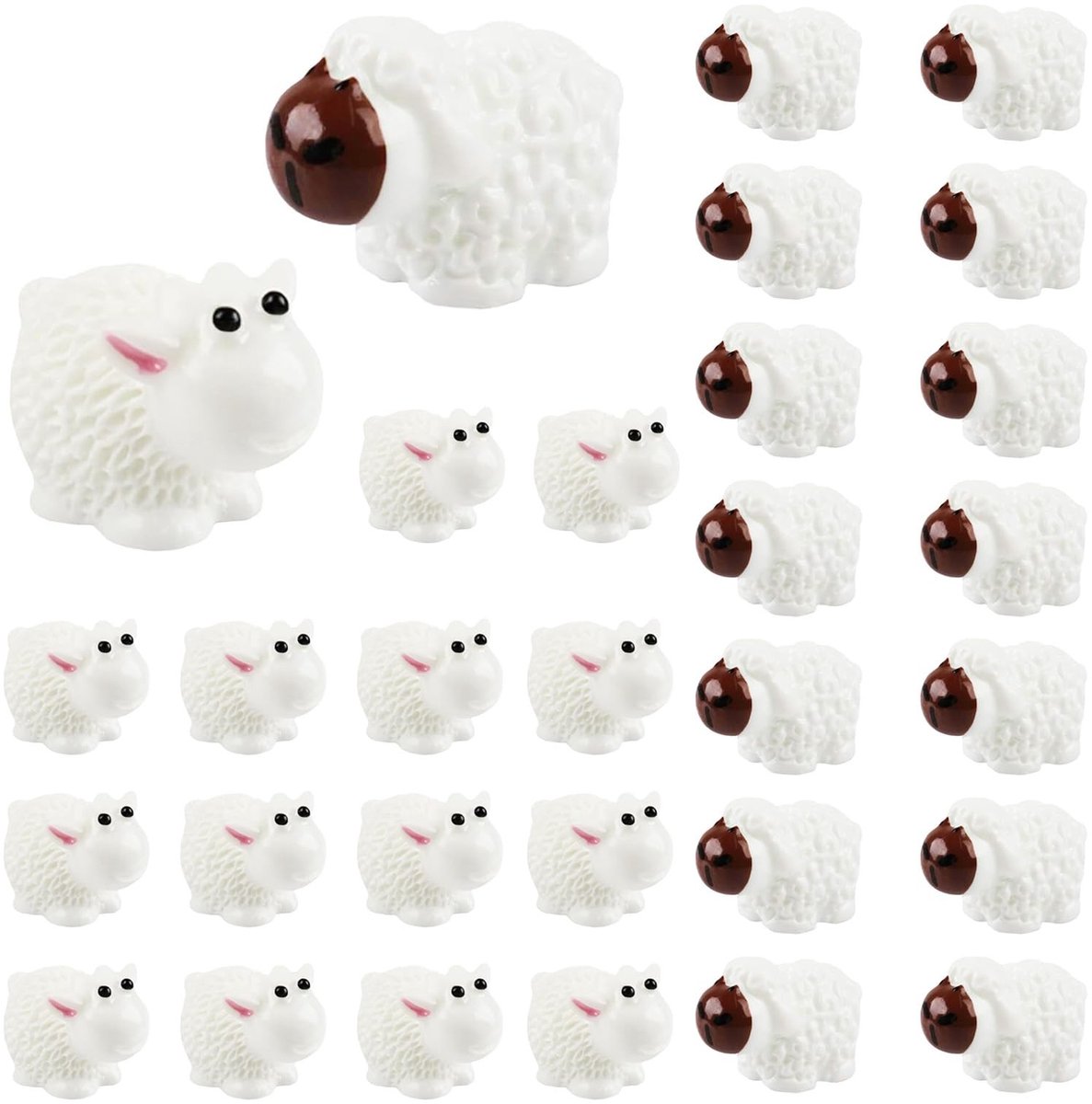 SolidKeus - Set van 30 Mini Schapenfiguren