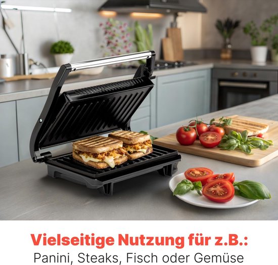 Elektrische Grill - Contactgrill - Lekker Grillen - Antiaanbaklaag - 700 Watt - Zwart zilver — afbeelding 5