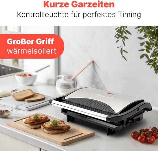 Elektrische Grill - Contactgrill - Lekker Grillen - Antiaanbaklaag - 700 Watt - Zwart zilver — afbeelding 4