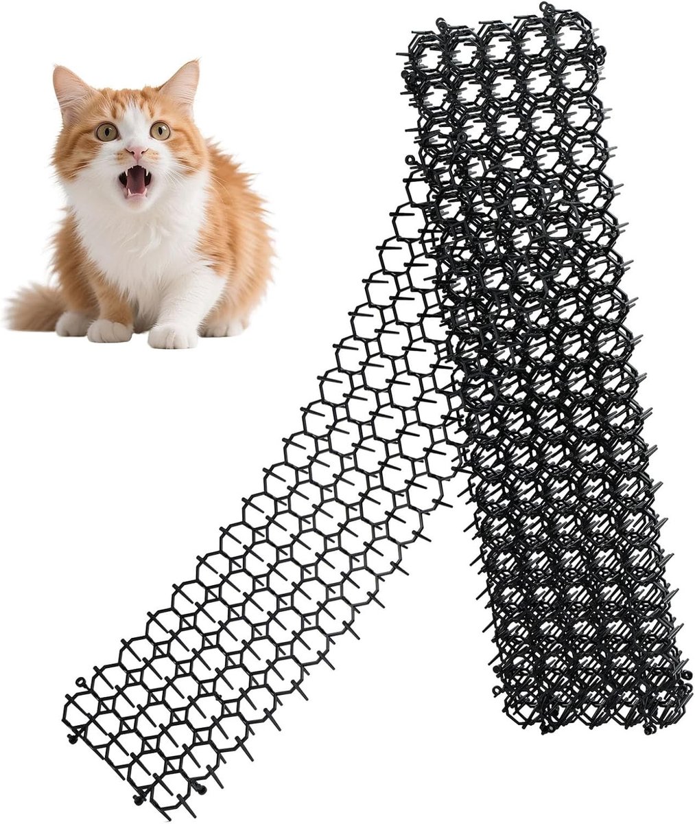 Set van 6 Kattenbeschermmatten met Spikes, 49 x 13 cm, Plastic Anti-Krab Mat voor Binnen en Buiten, Ideaal voor Tuin en Huisdieren