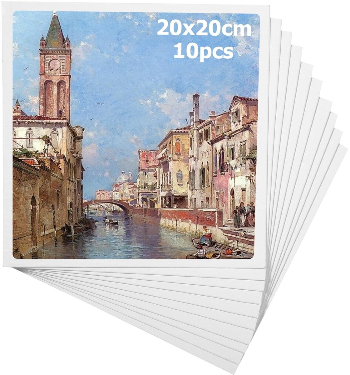 SolidKeus - Set van 10 Kleine Schilderdoeken, 20 x 20 cm