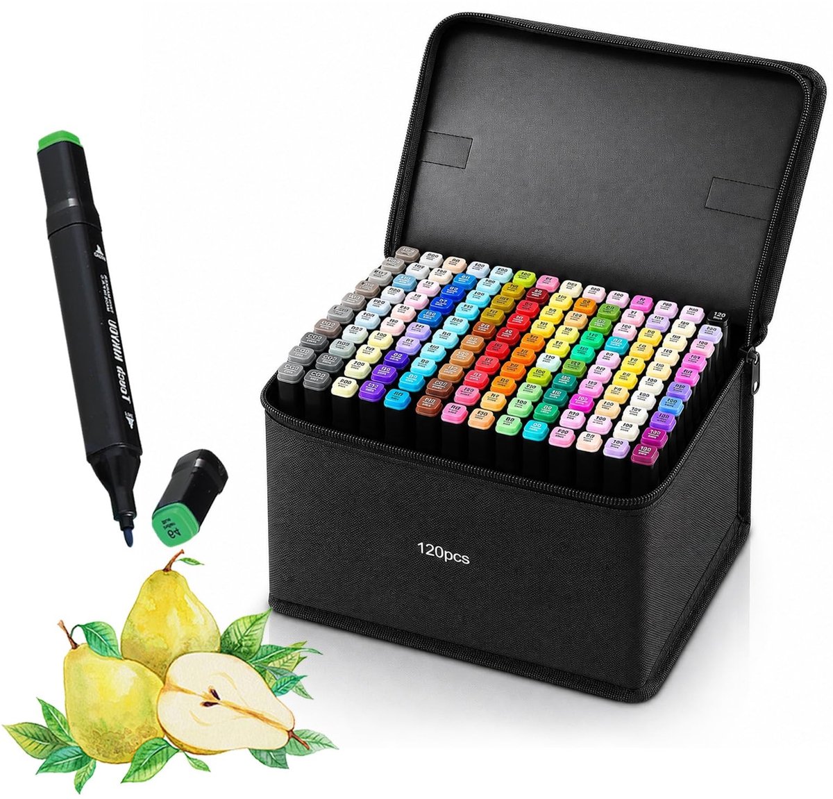 SolidKeus - Set van 120 Alcohol Markers met Dubbele Punt en Draagtas