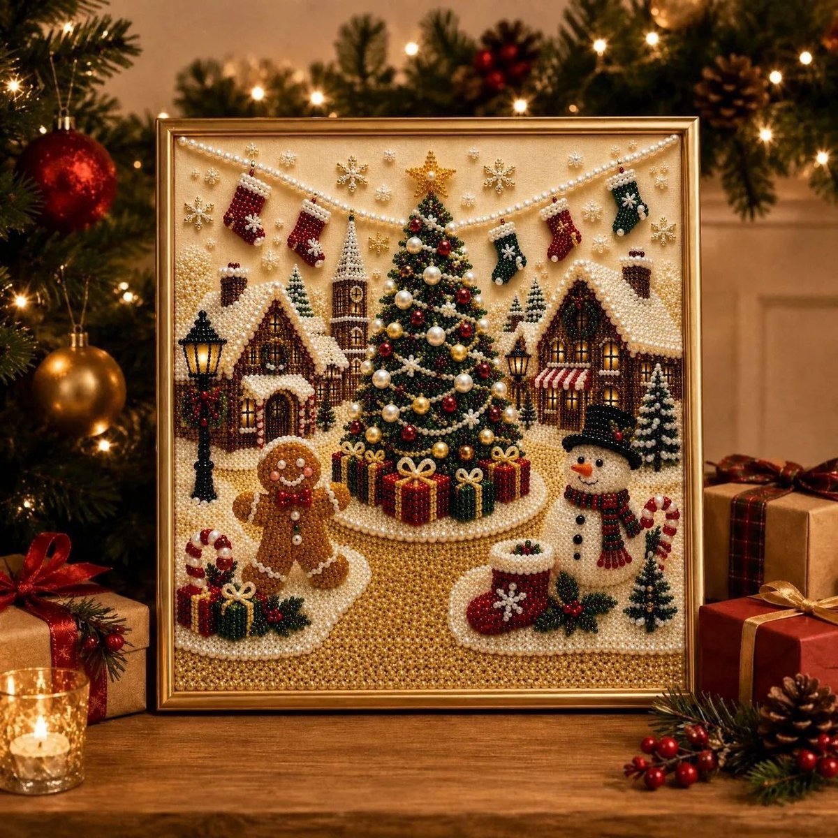 Casalora® 3D Kerst Diamant Schilderij DIY Kit – Kerstman/Kerstboom/Sneeuwpop/Rendier – Diamond Painting Set met Parels – Creatieve Hobby voor Volwassenen & Beginners – Wanddecoratie – 20 x 20 cm