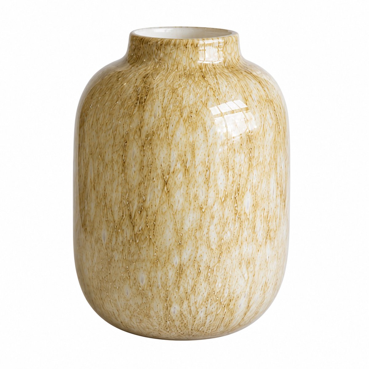 Vase The World Vaas Artic S Elite Marble Beige Ø21 x H29 cm - Mondgeblazen Glas - Design Vaas - Bloemenvaas - Woondecoratie