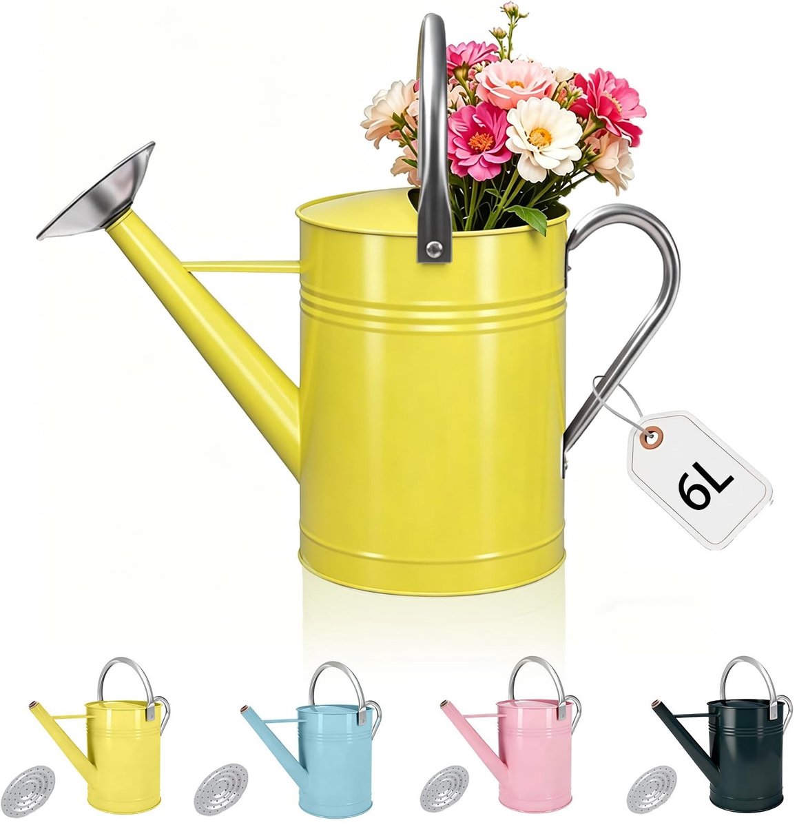 SolidKeus - 1.7 Gallon Gele Decoratieve Gieter van Gegalvaniseerd Staal