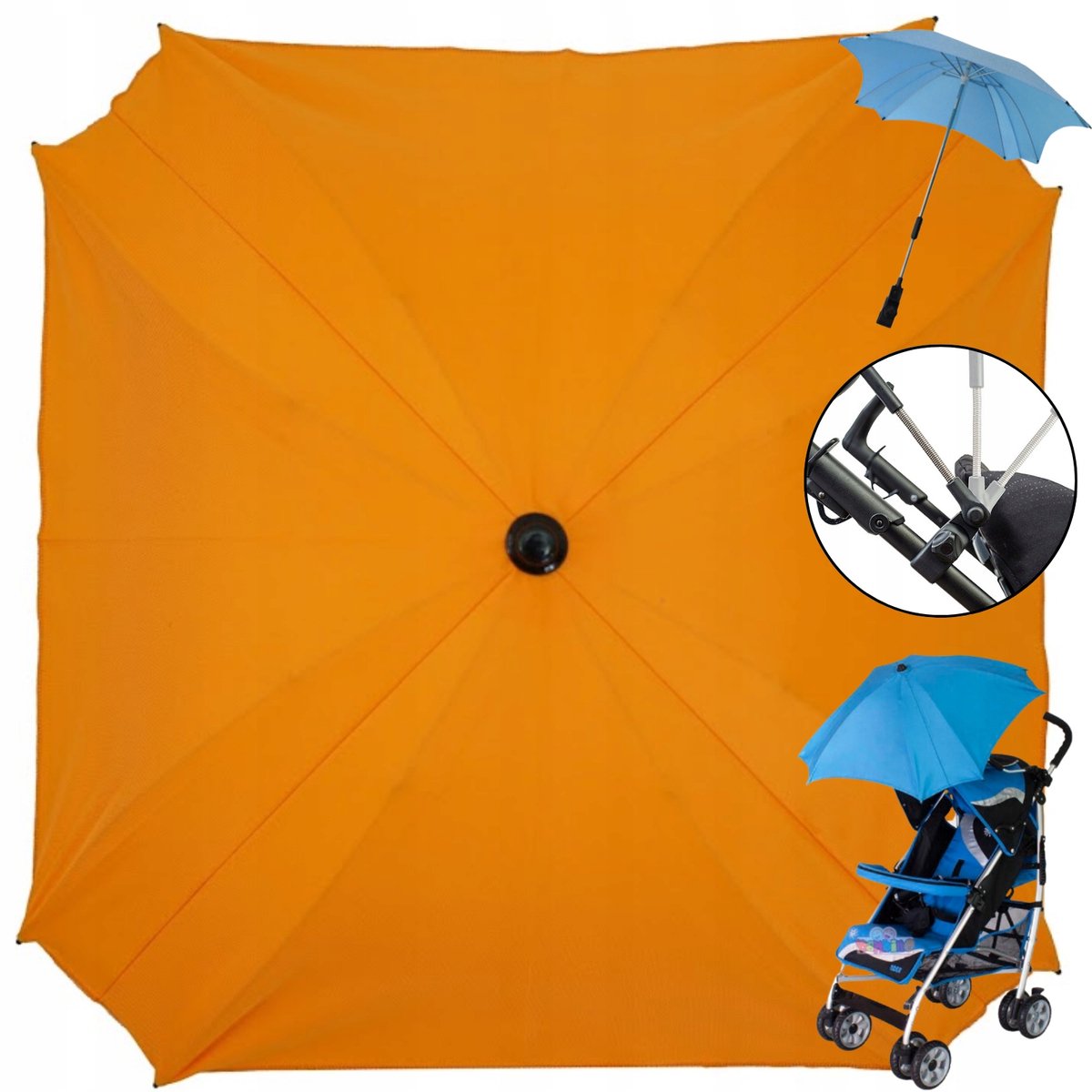 Merkloze Kinderwagen Parasol - Universeel, Verstelbaar, UV Bescherming, Oranje