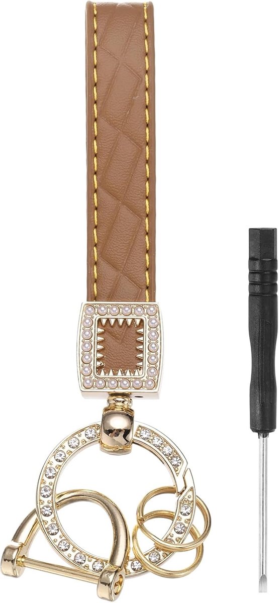 Lederen Auto Sleutelhanger, Microfiber Lederen Bling Polsband Sleutelhangers Sleutelhanger Houder Met Sleutelhanger Voor Vrouwen Tote Tas Rugzak Accessoires