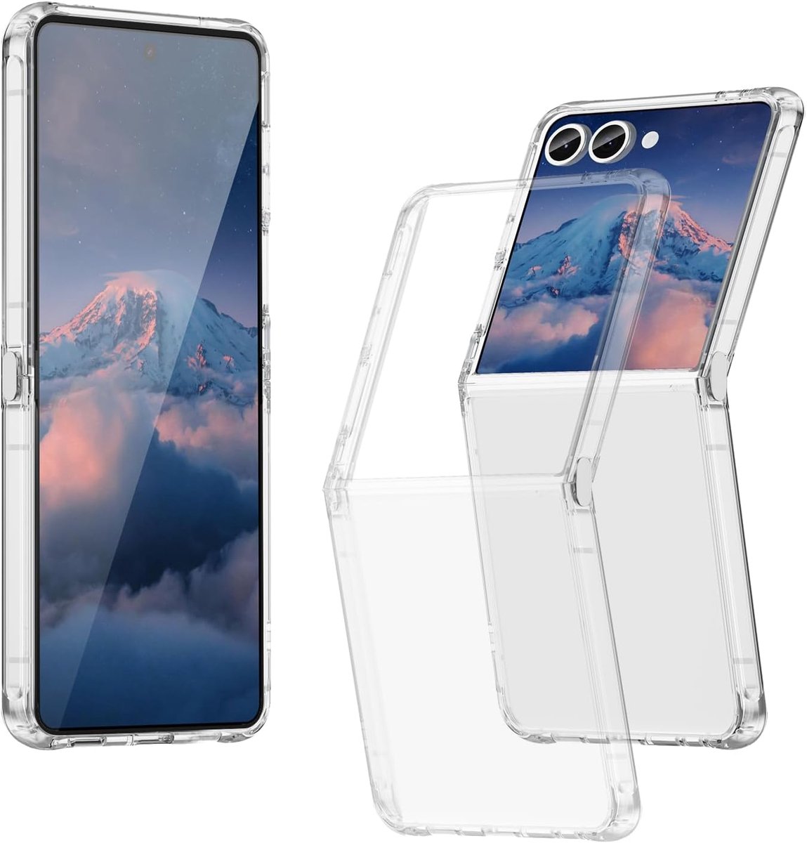 Hoes voor Samsung Galaxy Z Flip 7 met militaire bescherming – Doorzichtiche telefoonhoes met ultra-dunne harde PC achterkant, anti-verkleuring en anti-kras