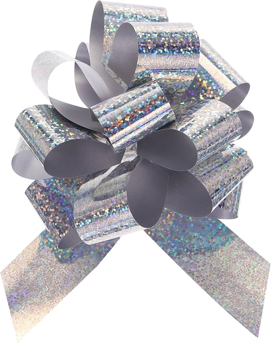 10 stuks 10 cm metallic grote strik trekken glitter linten voor geschenkverpakking lint voor bruiloft auto manden geschenken Kerstmis boog zilver