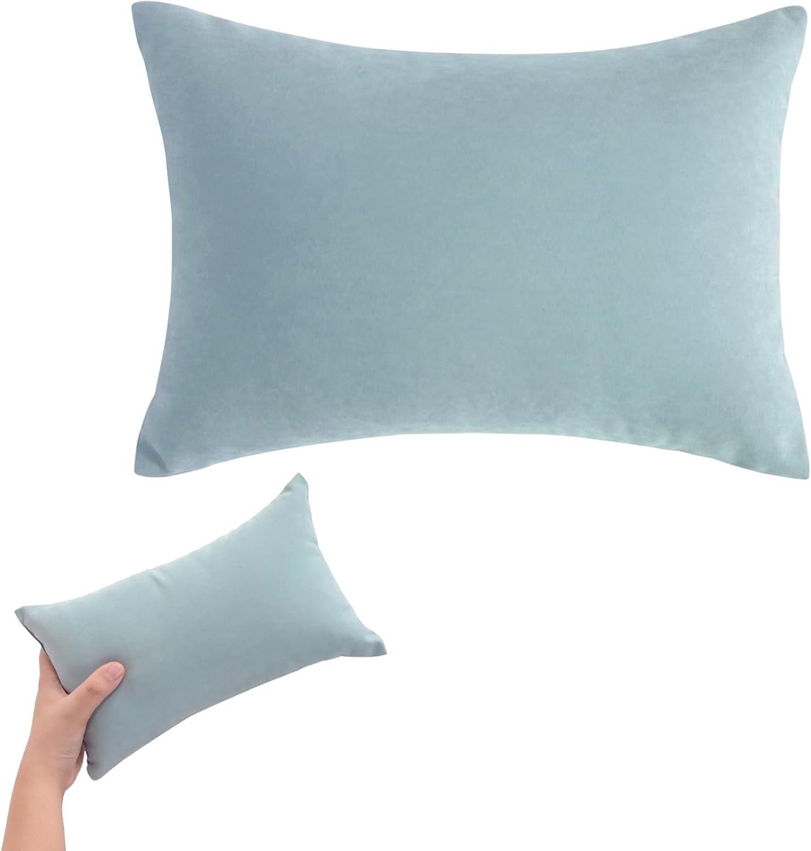 Reiskussen, 27,9 x 17,8 cm, mini-kussen voor kinderen, machinewasbaar, klein dutje kussen voor nek, pols, knie, benen (blauw)
