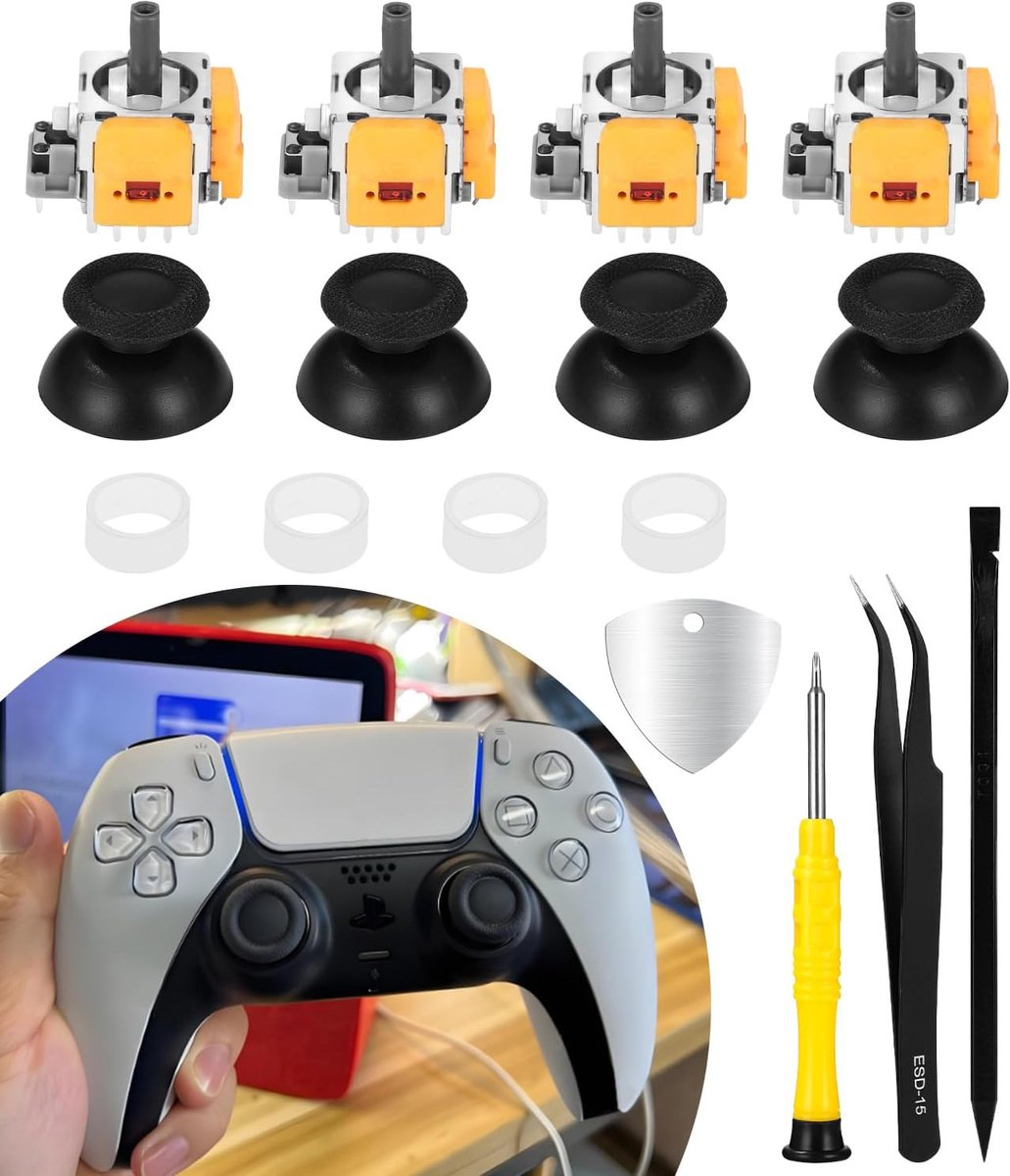 Elektromagnetische joysticks vervangende tool voor PS5-controller, reparatie accessoires voor Playstation 5 controller, vervangende controller-reparatieset, duimhulpstukken set