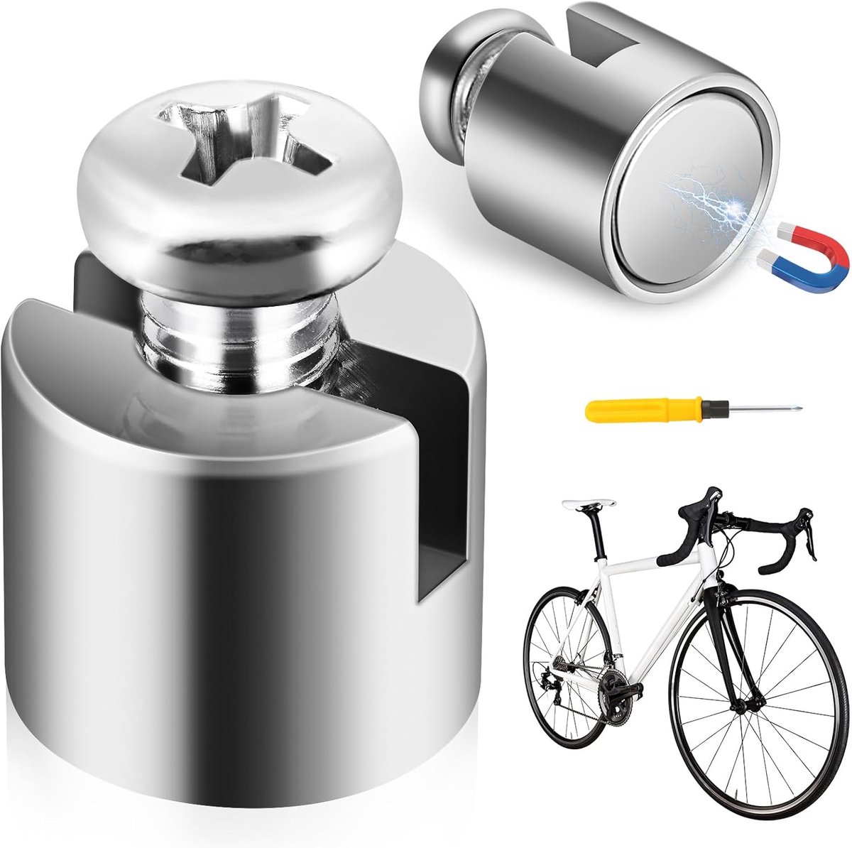 Set van 2 magneetjes voor fietsspaken - Magnetische snelheidssensor voor elektrische en sportieve fietsen, MTB, inclusief schroevendraaier