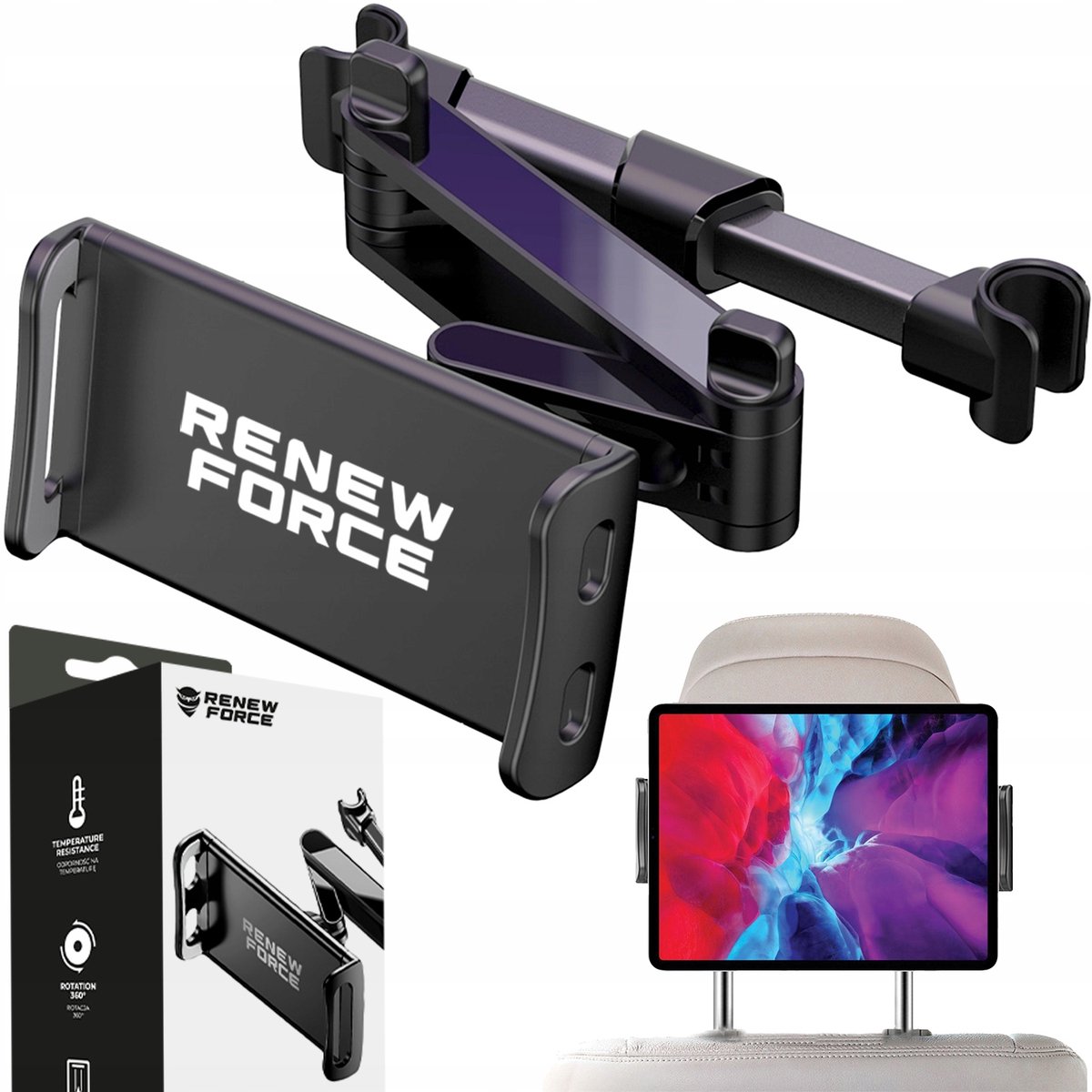 Universele Autostoel Hoofdsteun Houder voor Tablet & Smartphone (360°)