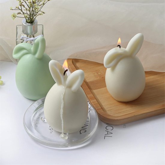 2 stuks paashaas siliconen vorm 3D paashaas kaarsvormen zeepvorm siliconen bakvorm oren haas mousse taartvorm voor taartdecoratie, chocolade, zeep, sojawas kaarsen, paascadeaus — afbeelding 4