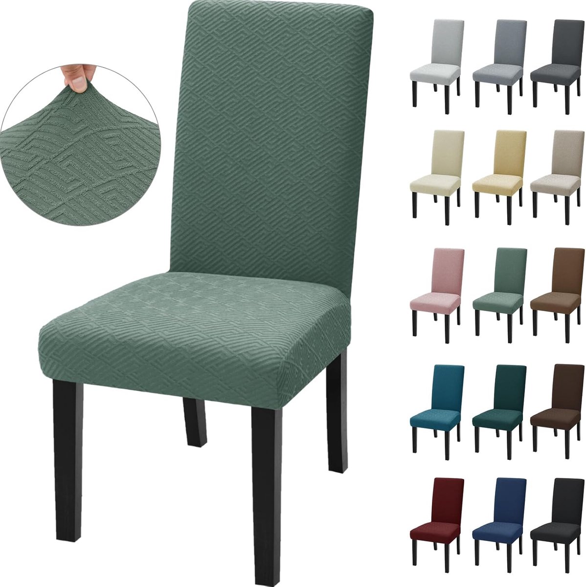 2-Delige Stoelhoes, Elastische Moderne Eetkamerstoelhoes, Verlengbare Stoelhoes, Voor Decoratieve Eetkamerstoelhoezen, Hotel, Lichtgroen