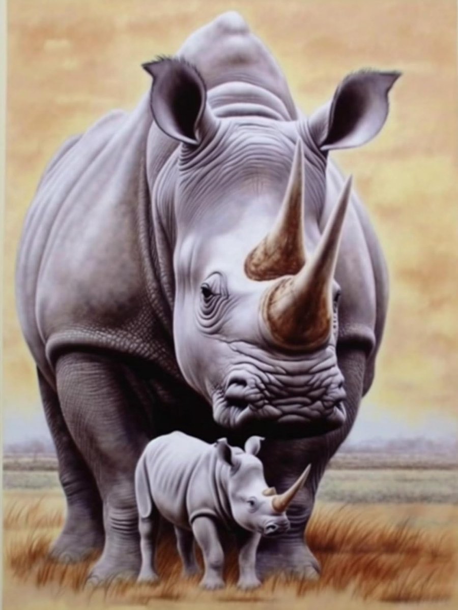 5D Neushoorn Diamond Painting Volwassenen Beginners Kits, Dier Diamant Schilderij Kits Kristal Strass Borduurwerk Cross Stitch Borduurwerk Foto's, Voor Arts Craft Home Wall Decoratie 30x40cm