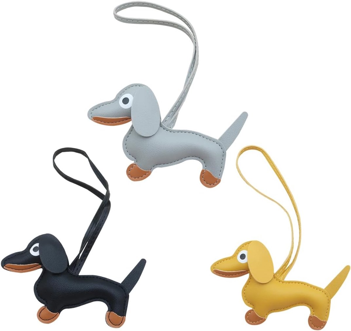 3 stuks teckel sleutelhanger originele teckel sleutelhanger hond lederen sleutelhanger teckel decoratie cadeau verjaardag Kerstmis Nieuwjaar