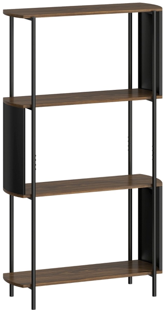 Boekenkast 80x30x141cm Bruin Metaal vierlaags opbergrek opbergkast boekenkast displayrek eenvoudig ontwerp gemakkelijk schoon te maken met voetdoppen stabiel en duurzaam geschikt voor woonkamer slaapkamer en studeerkamer