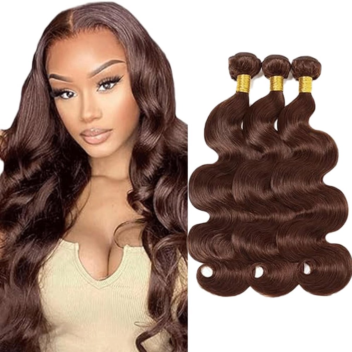 26 28 30 Inch Body Wave Bundles Human Hiar Unprocessed Brazilian Virgin Human Hair Extensions #4 Chocolate Brown Mensliches Haar Bundle With Minimal Shedding For Women