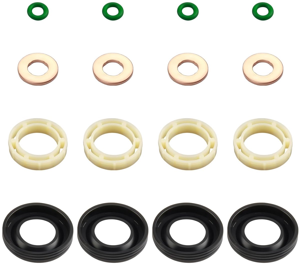 Injector afdichtingsset O-ringen kit, 1.6 HDi diesel injectieafdichting injectiemondstukken, 16 stuks brandstofafdichtingsset, O-ring afdichting beschermring kit
