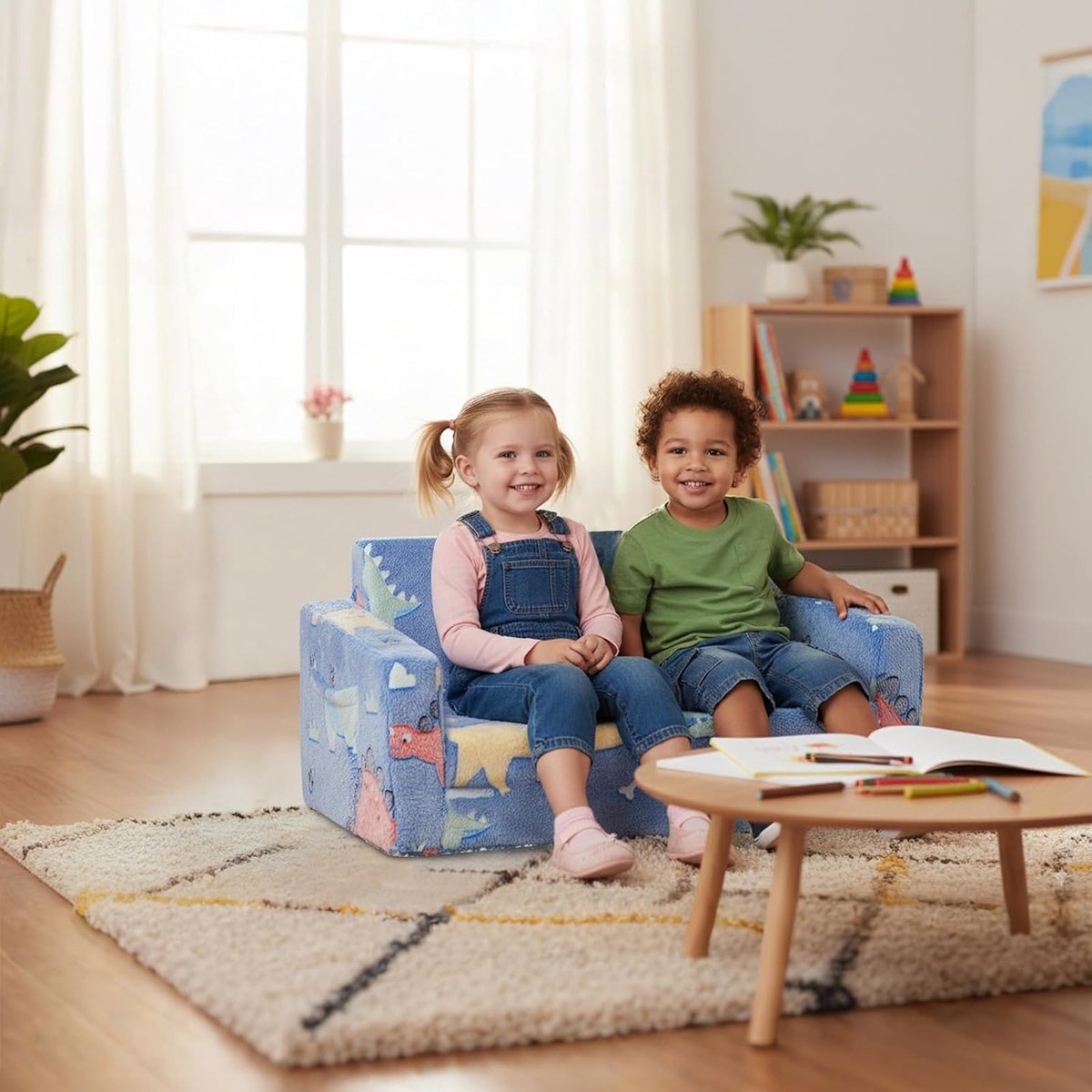 Kinderbank 2-in-1, stabiele stoel, licht op in het donker | Fauteuil ombouwbaar in kinderbed, Lumineux Avec Couverture slaapkamer, woonkamer en speelkamer