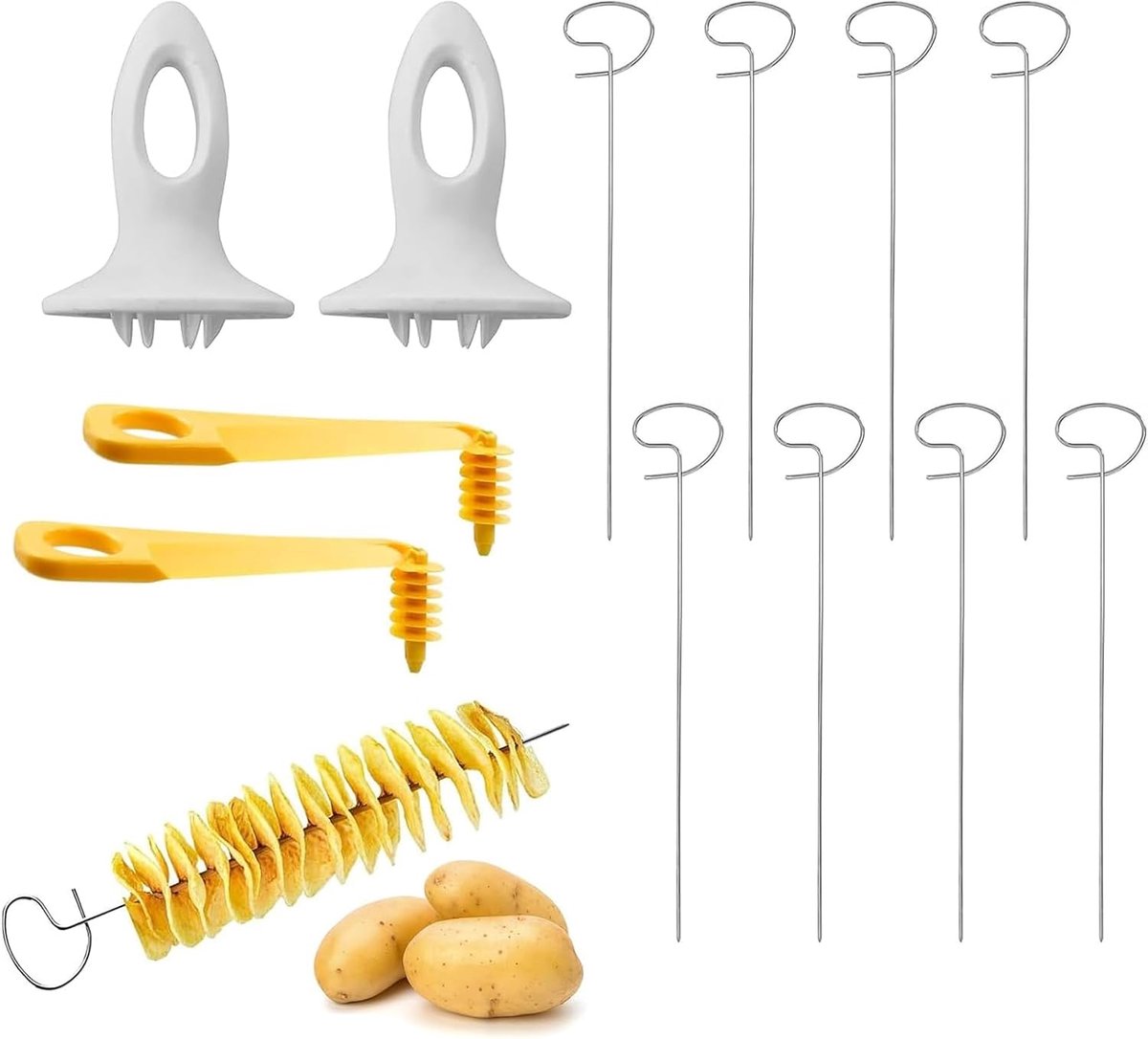 12 stuks spiraalsnijder, aardappelen, spiraalsnijder, groente, aardappelsnijder, aardappelsnijder, aardappeltoren, machine, geschikt voor BBQ, party