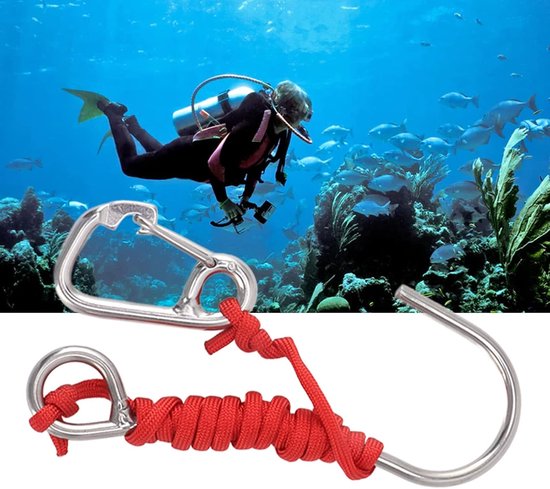 Draagbare roestvrijstalen duikrifhaak voor onderwateractiviteiten, snorkelen en vissen — afbeelding 5