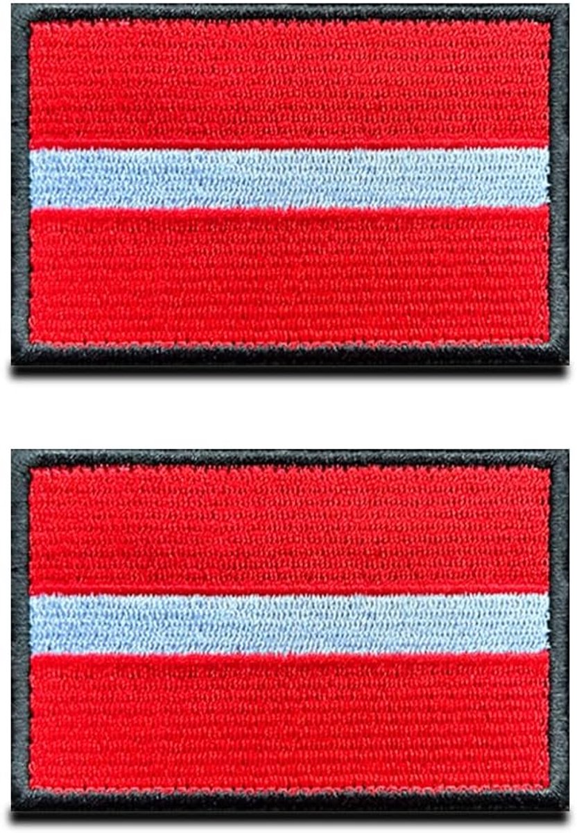 2 stuks Letlandse vlag klittenband patch - tactisch Lets nationaal embleem, geborduurde patch met klittenbandsluiting, militaire klittenband voor rugzakken, kleding, tassen, uniform, vest, jersey